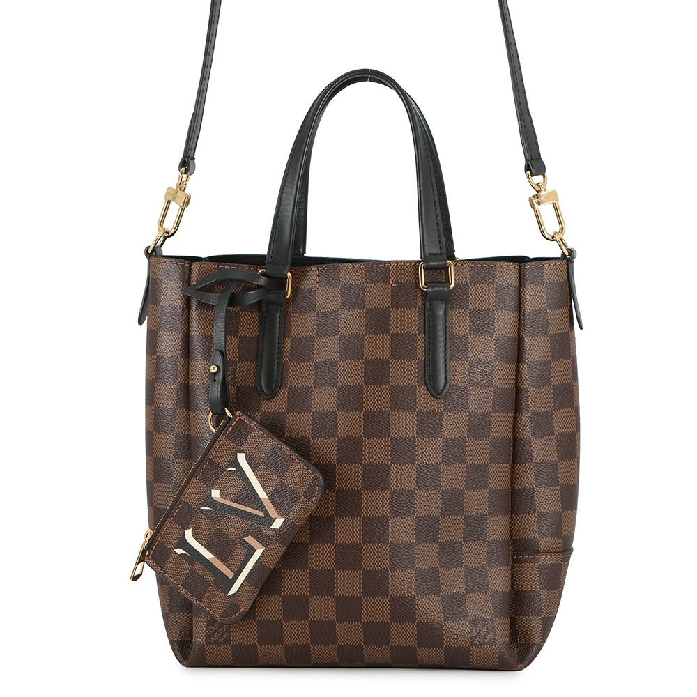 Louis Vuitton Damier Ebene Brown Belmont NV Handbag Shoulder Bag Black